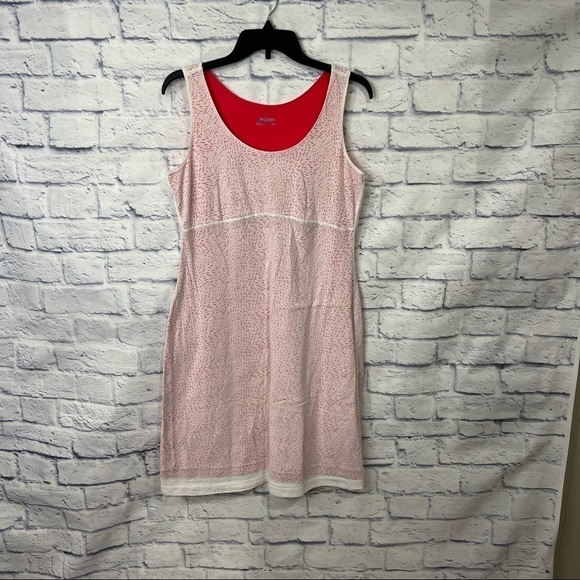 Columbia "See Through You" Burnout Dress Size medium Orange Dots tank dress - Picture 2 of 9